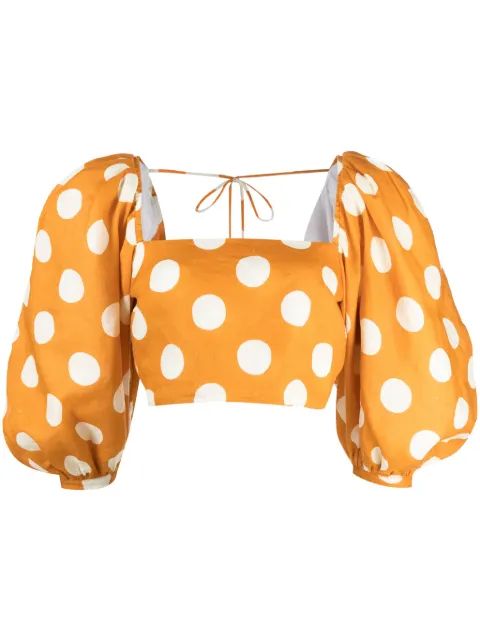 Cala de la Cruz Sami polka dot-print cropped blouse