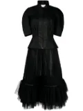 Saiid Kobeisy tulle-panel ruffled skirt suit - Black