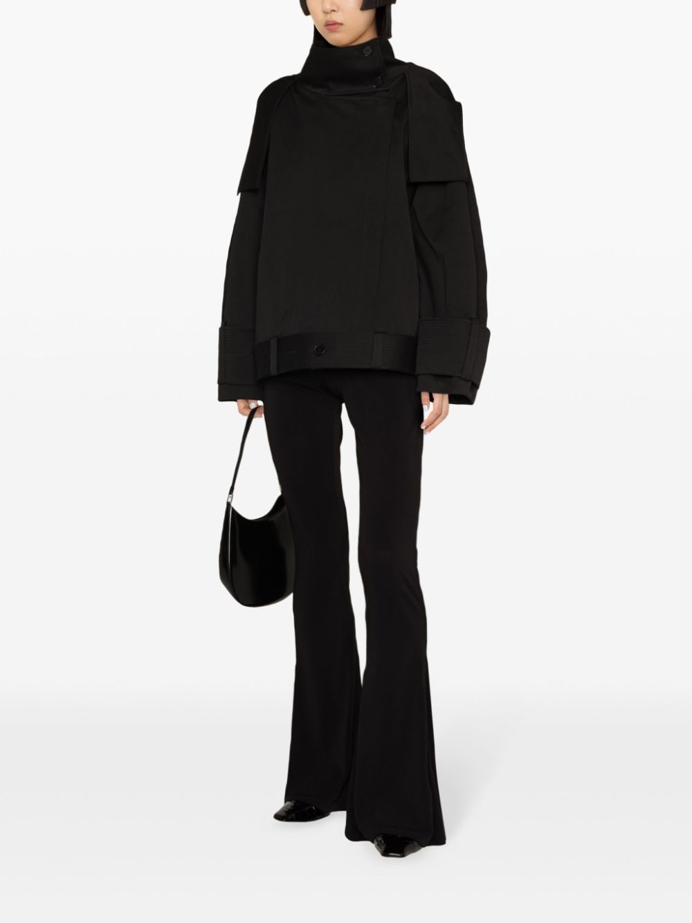 Shop Aeron Off-centre-fastening Hooded Jacket In Black