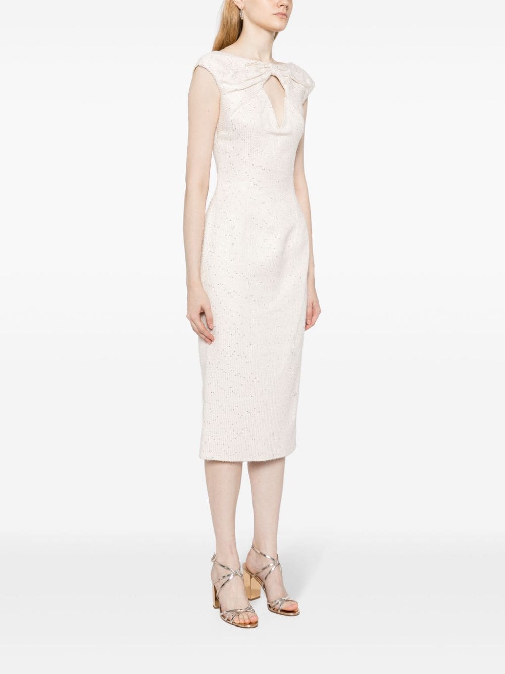 Shop Saiid Kobeisy Sequin-embellished Tweed Midi Dress In White