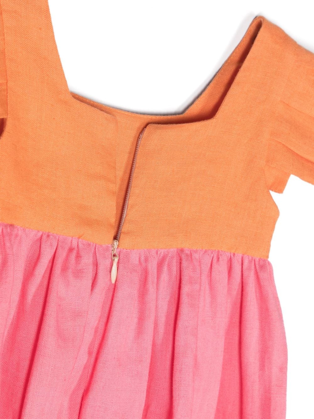 Shop Lapin House Colour-block Flared Dress In Orange