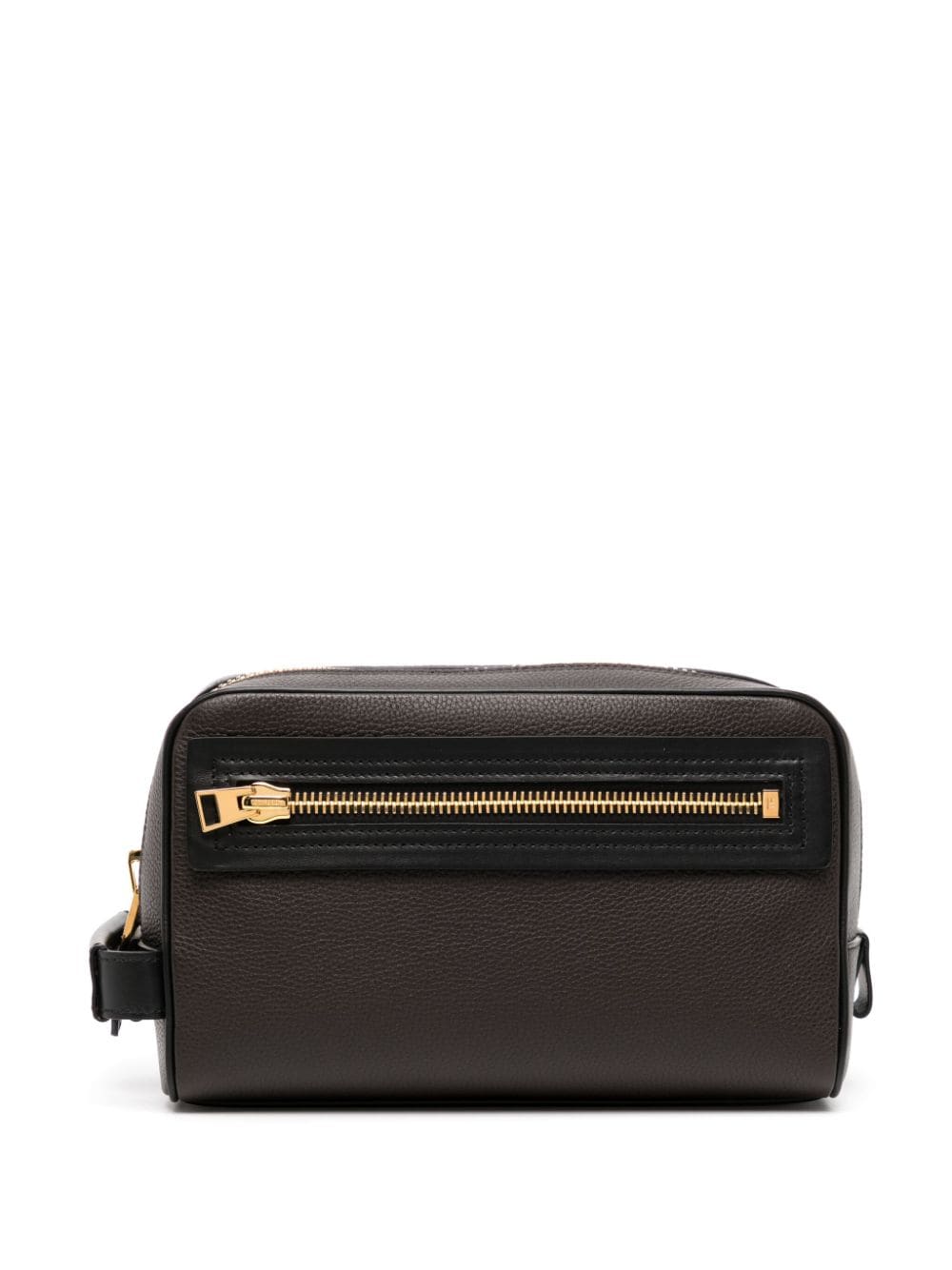Shop Tom Ford Logo-stamp Leather Toiletry Case In Brown