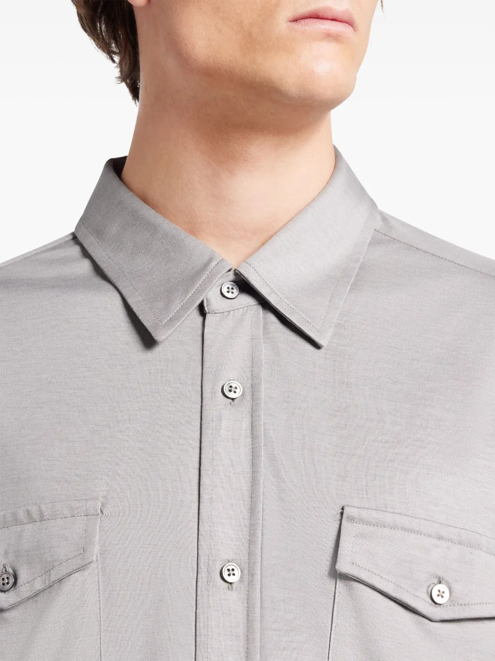 Shop Tom Ford Button-up Silk-cotton Shirt In Grey