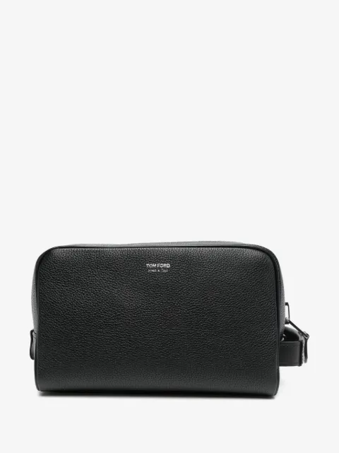 TOM FORD logo-print leather wash bag 