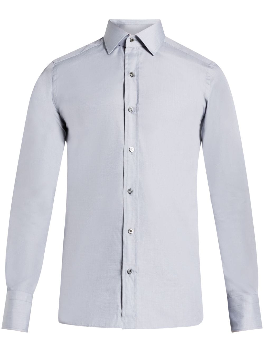 Tom Ford Long-sleeved Cotton Shirt In Grey