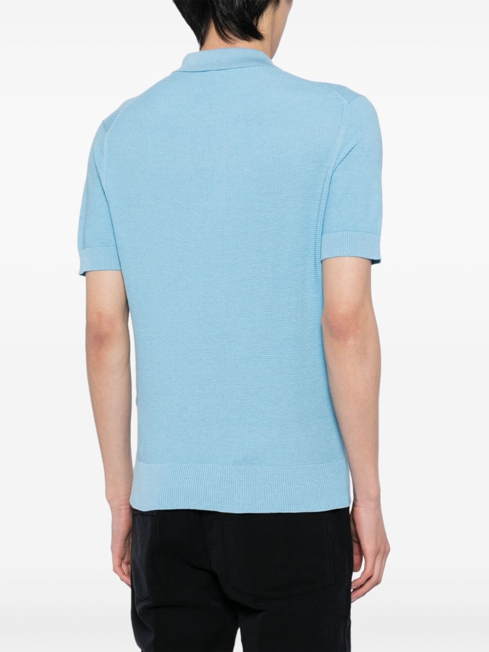 Shop Tom Ford Knitted Short-sleeve Polo Shirt In Blue