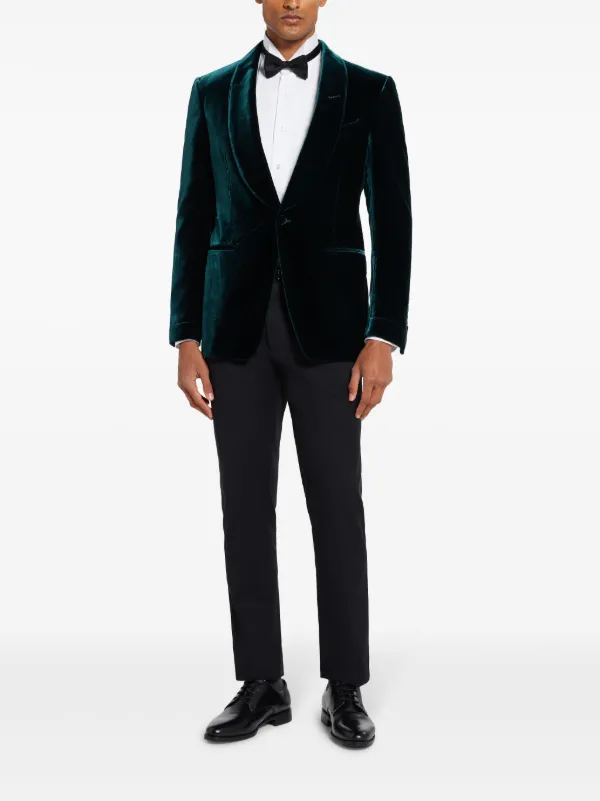 TOM FORD single-breasted Velvet Blazer | Green | FARFETCH JO
