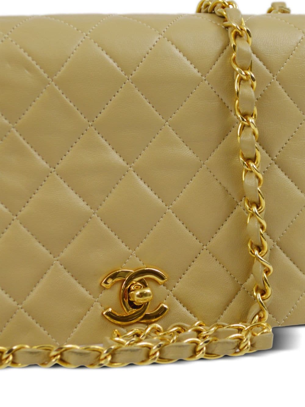 Pre-owned Chanel 1990 Full Flap Shoulder Bag In Yellow