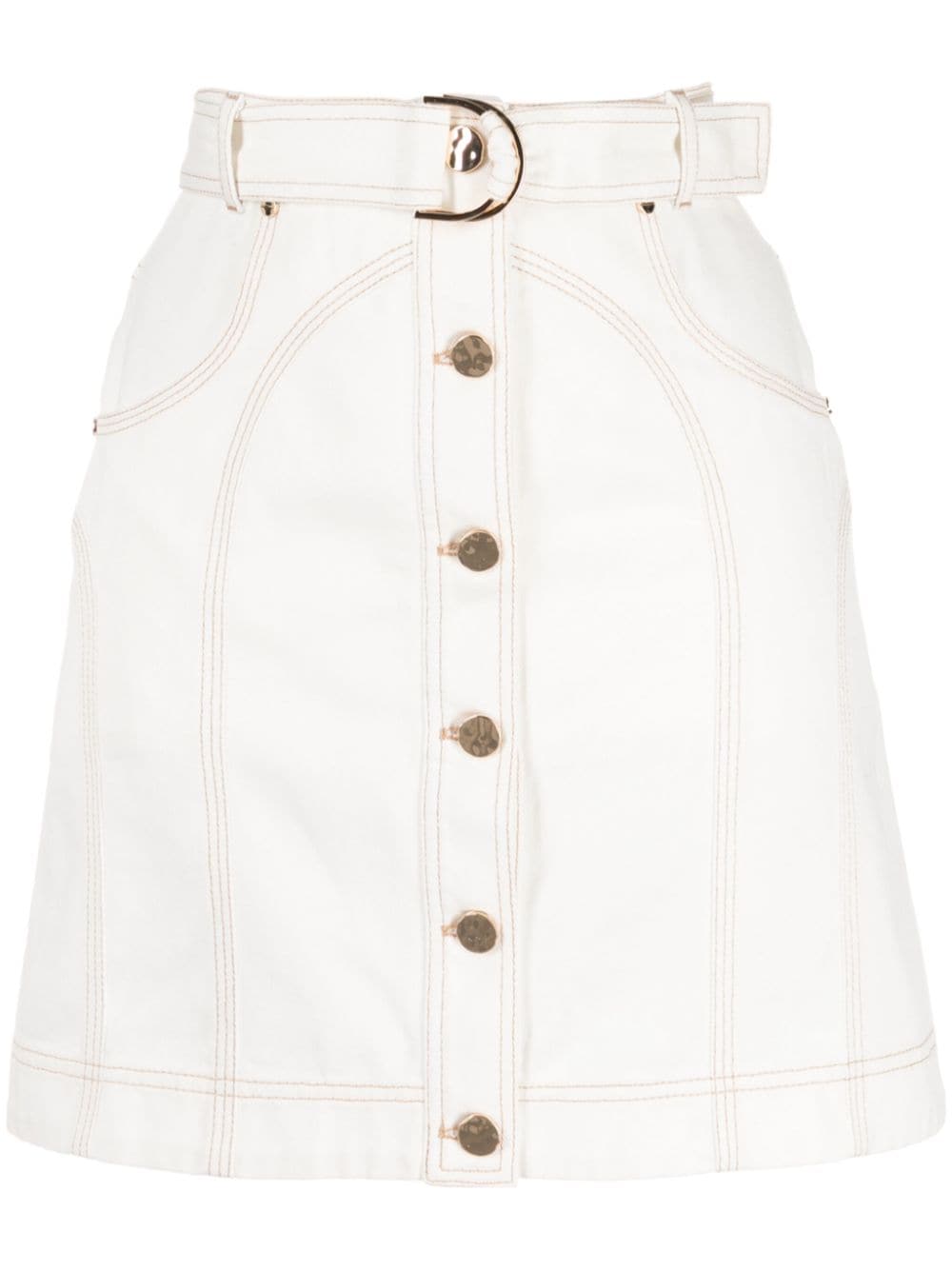 Shop Acler Valleybrook Denim Miniskirt In White