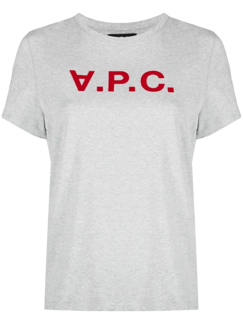 Shop Apc Flocked-logo Cotton T-shirt In Grey