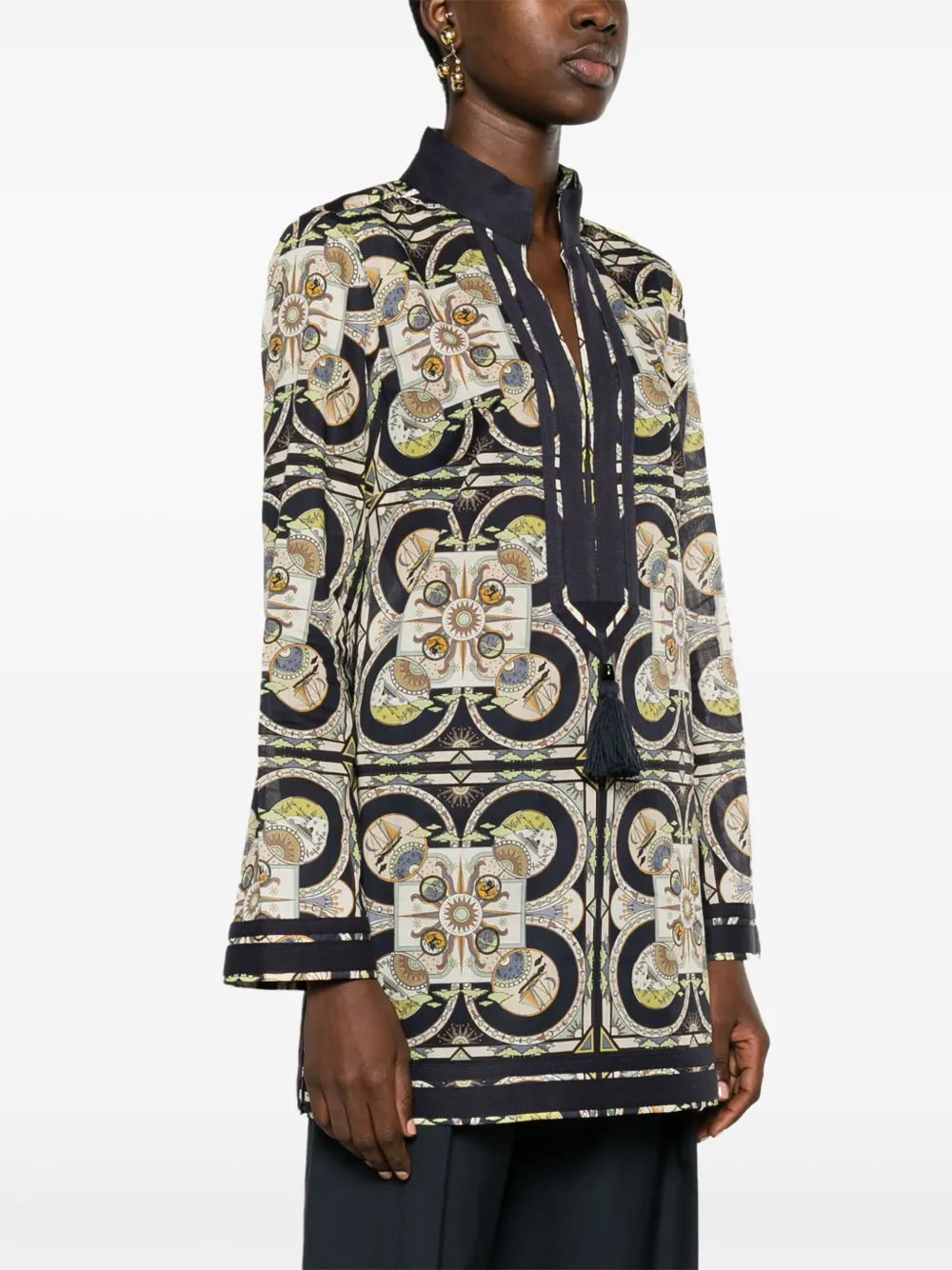 Shop Tory Burch Tory Sundial Square-printed Tunic In Blau