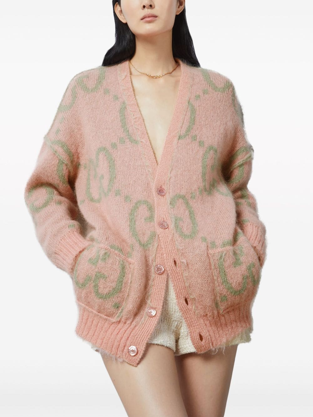 Shop Gucci Gg Jacquard Reversible Cardigan In Grün