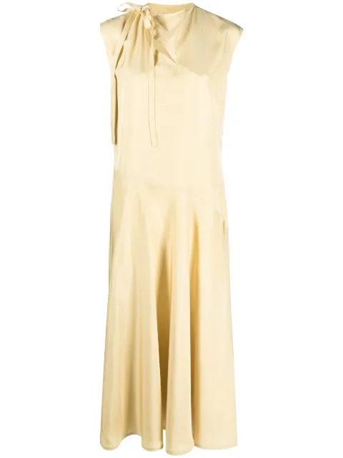 Jil Sander flared satined maxi-dress
