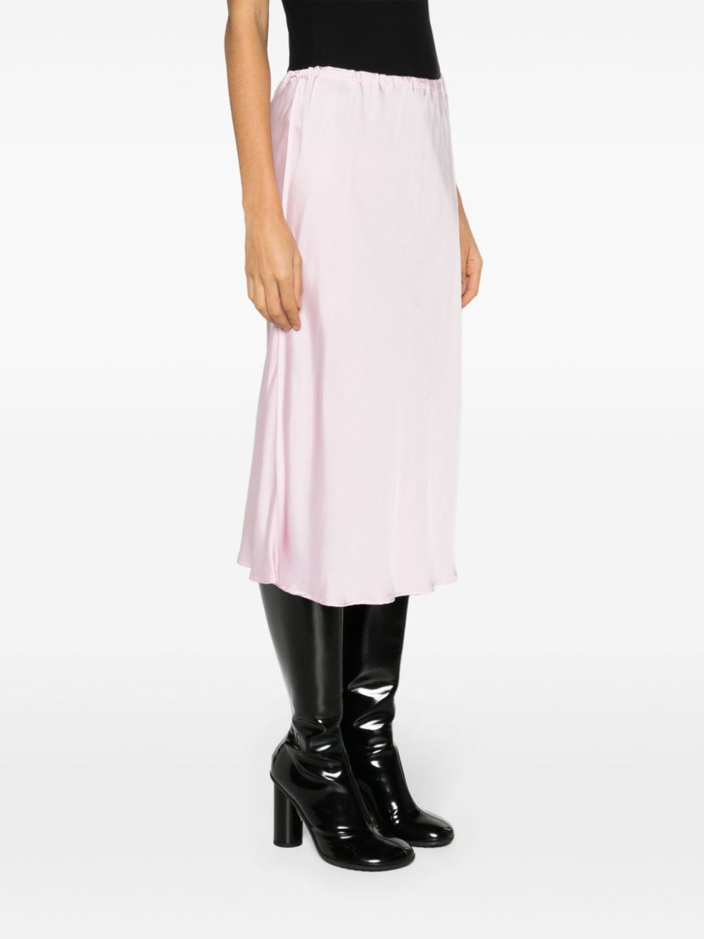Shop Jil Sander Elasticated-waist Flared Midi Skirt In Rosa