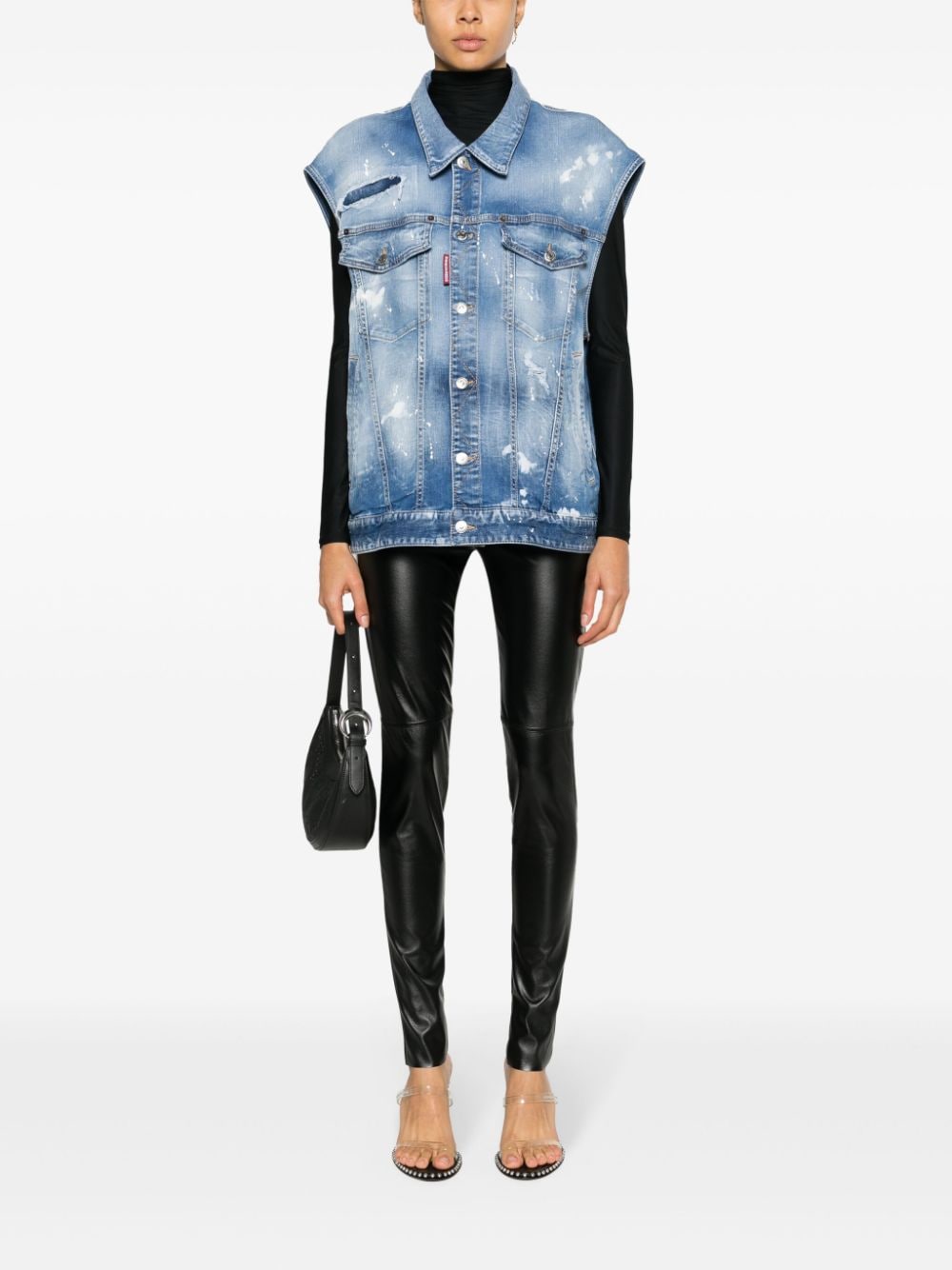 Dsquared2 paint splater detailed denim vest - Blauw