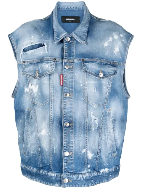 DSQUARED2 paint splatter denim vest