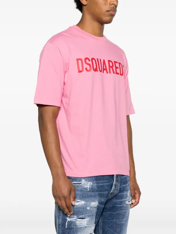 DSQUARED2 logo-print Cotton T-shirt | Pink | FARFETCH ID