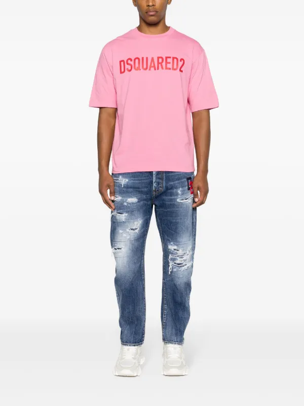 DSQUARED2 logo-print Cotton T-shirt | Pink | FARFETCH ID
