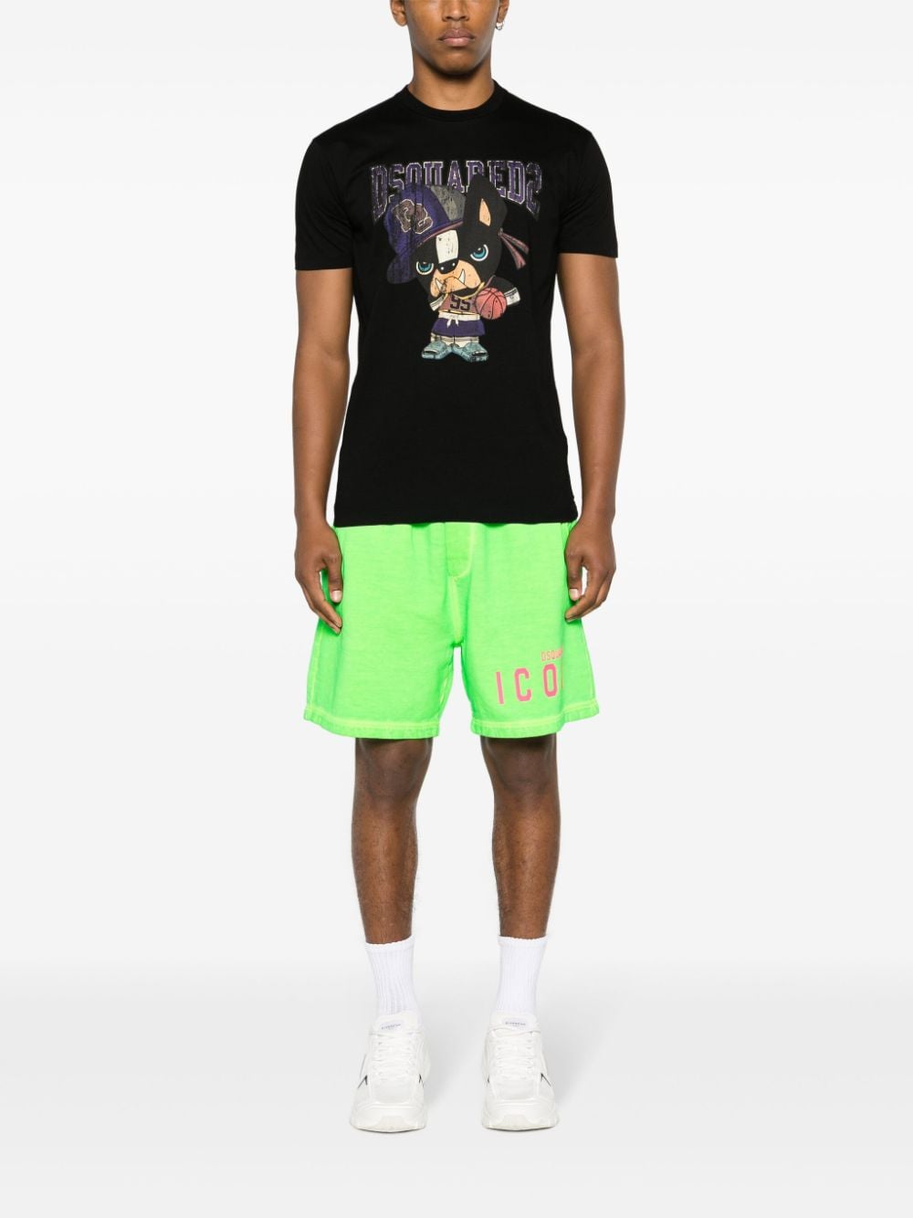 Shop Dsquared2 Be Icon Cotton Shorts In Green