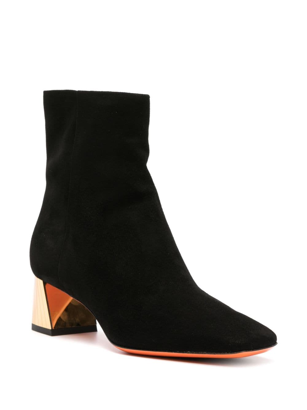 Shop Santoni 55mm Square-toe Suede Ankle Boots In Black