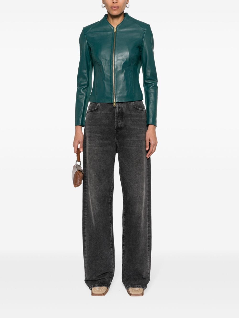 Shop Arma Stevie Leather Jacket In Green