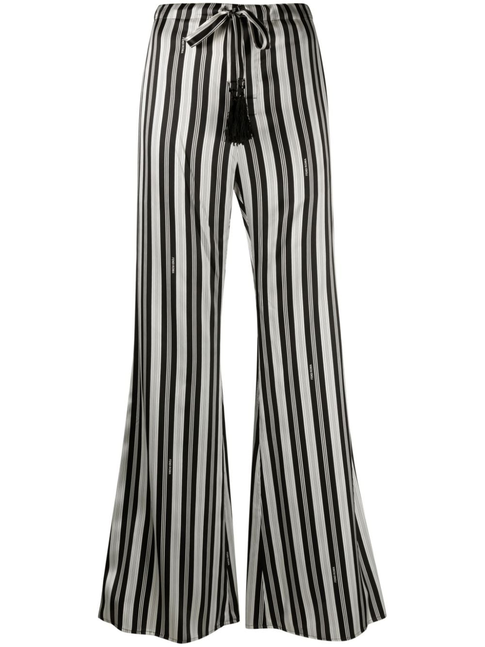 striped silk flared trousers