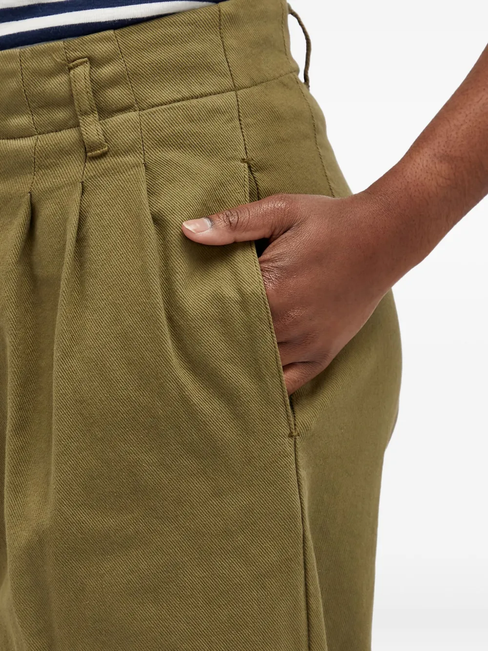 Ymc You Must Create Pleated-front Trousers In Green