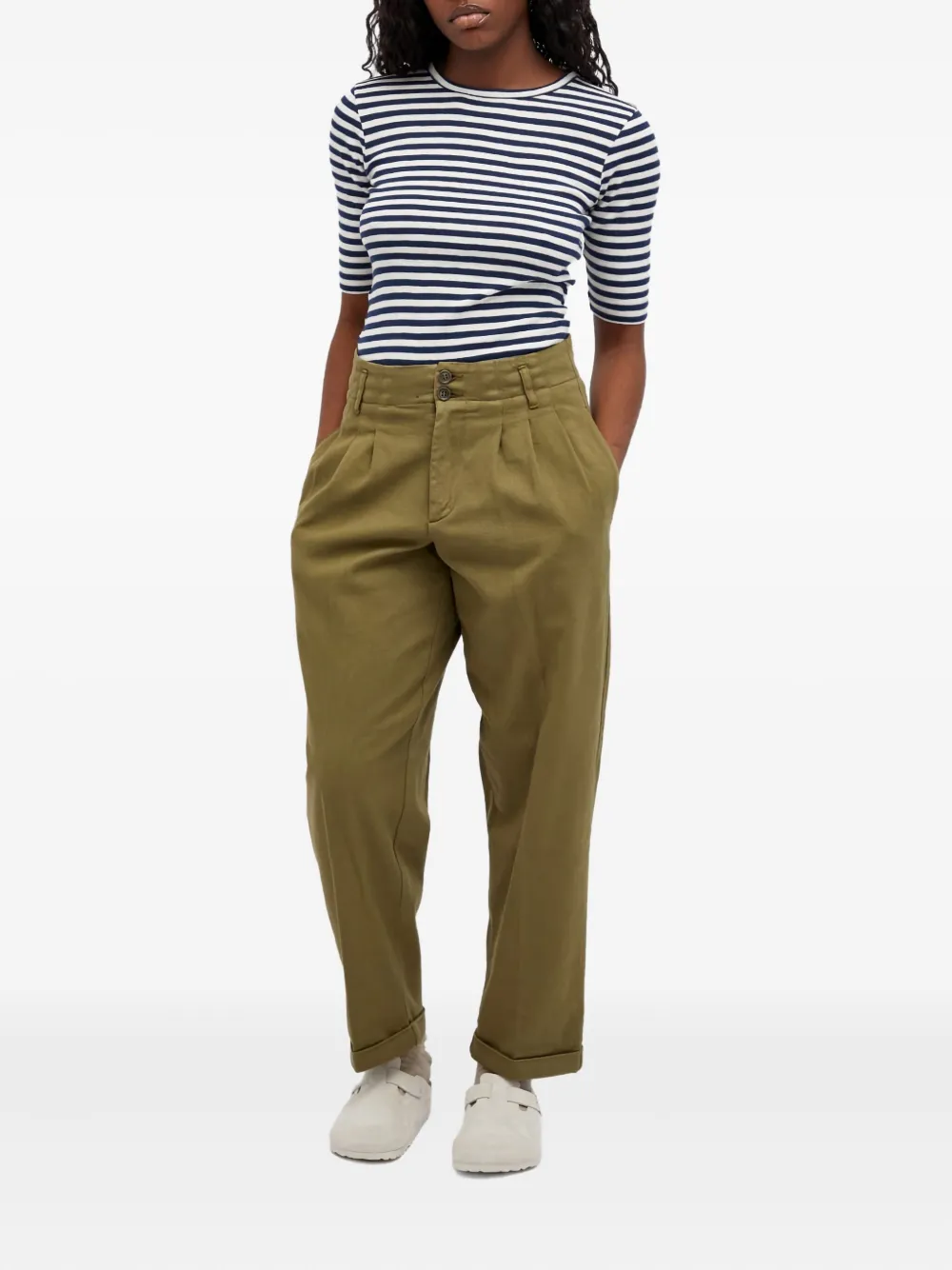 YMC pleated-front trousers - Groen