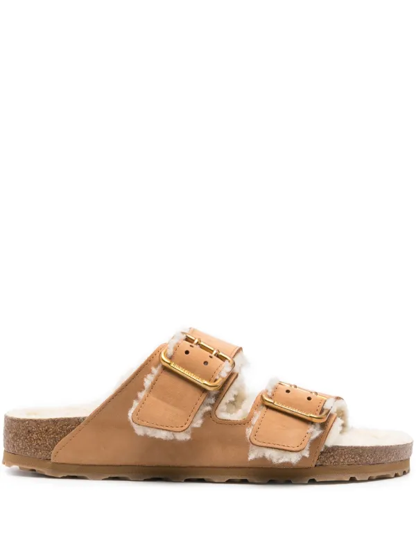 Birkenstock Arizona Shearling Slippers Brown FARFETCH LB