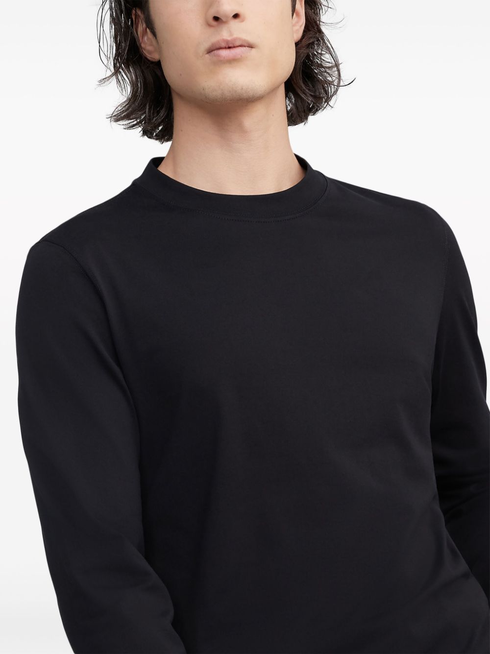 Shop Brunello Cucinelli Round-neck Long-sleeve T-shirt In Black