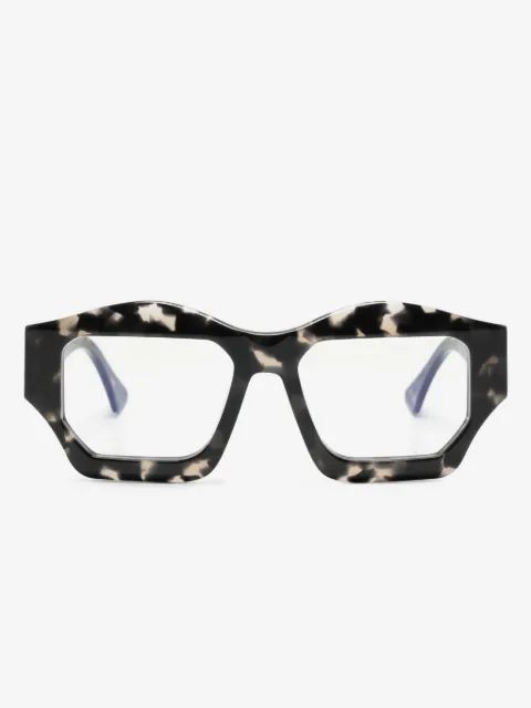 Kuboraum tortoiseshell-effect geometric-frame glasses