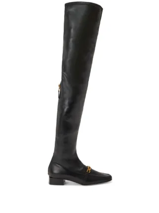 TOM FORD over the knee 25mm Leather Boots Black FARFETCH UK