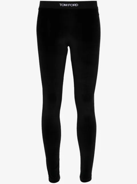 TOM FORD velvet logo-waistband leggings
