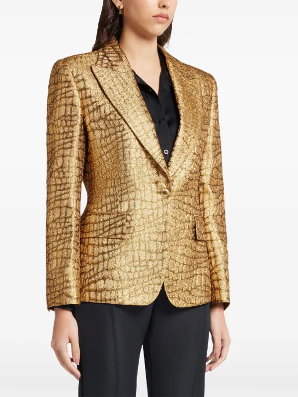 【PORTERNA】Lones Gold Blazer TOM FORD snakeskin-effect Woven Blazer | Gold | FARFETCH