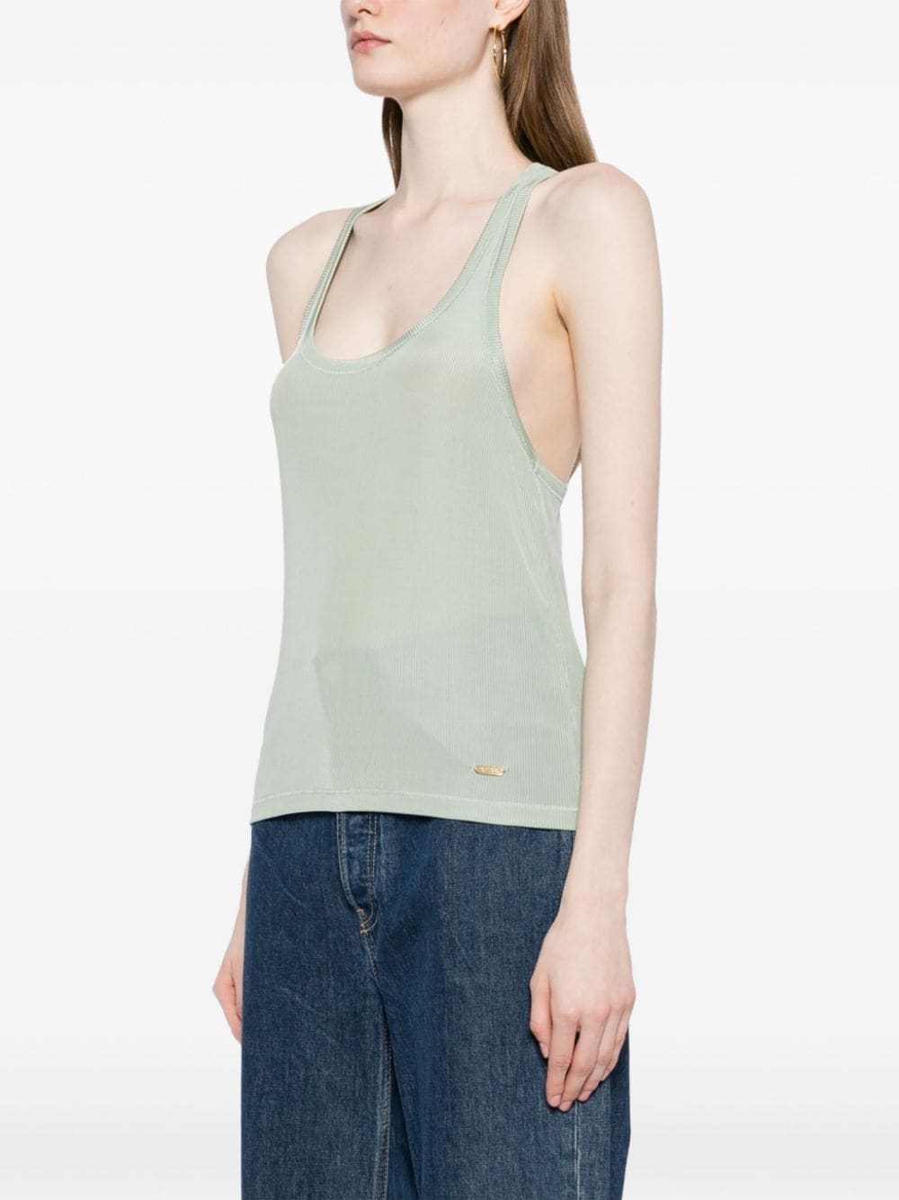 Shop Tom Ford Ribbed Tank Top In Green