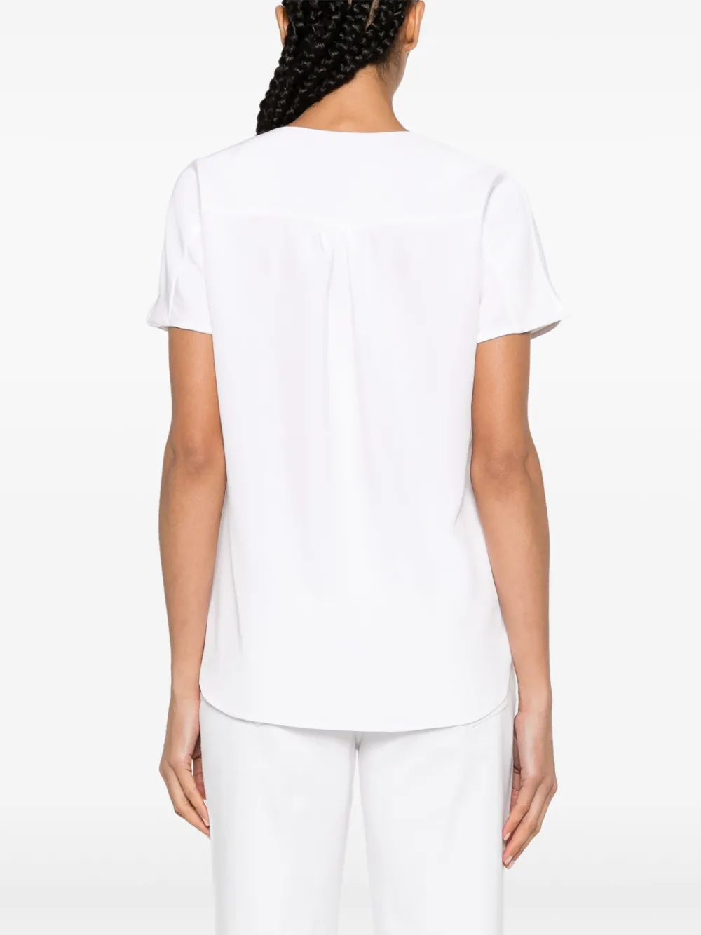 Shop Kiton V-neck Silk T-shirt In White