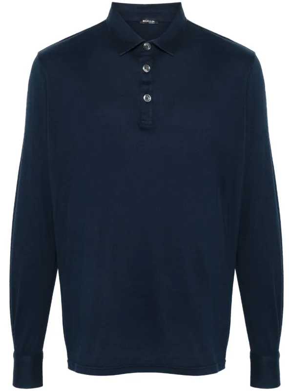 Kiton long-sleeve Jersey Polo Shirt | Blue | FARFETCH SG