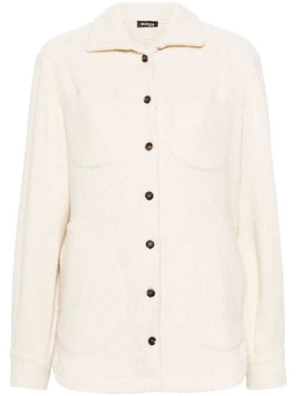 Kiton Button-up Cashmere-blend Shirt Jacket in Neutrals