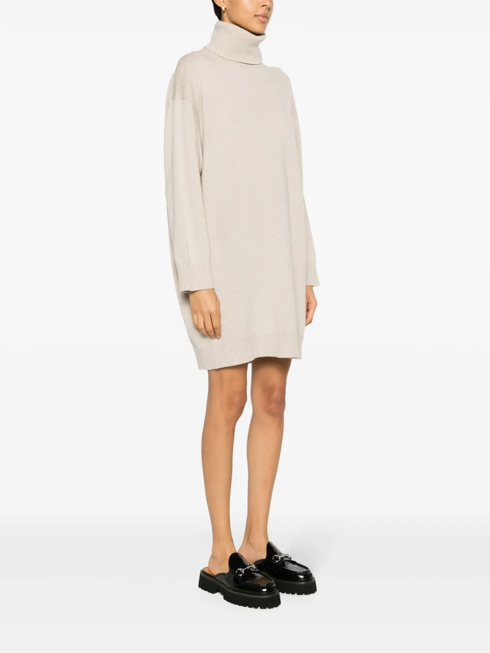 Shop Kiton Roll-neck Cashmere Dress In Braun