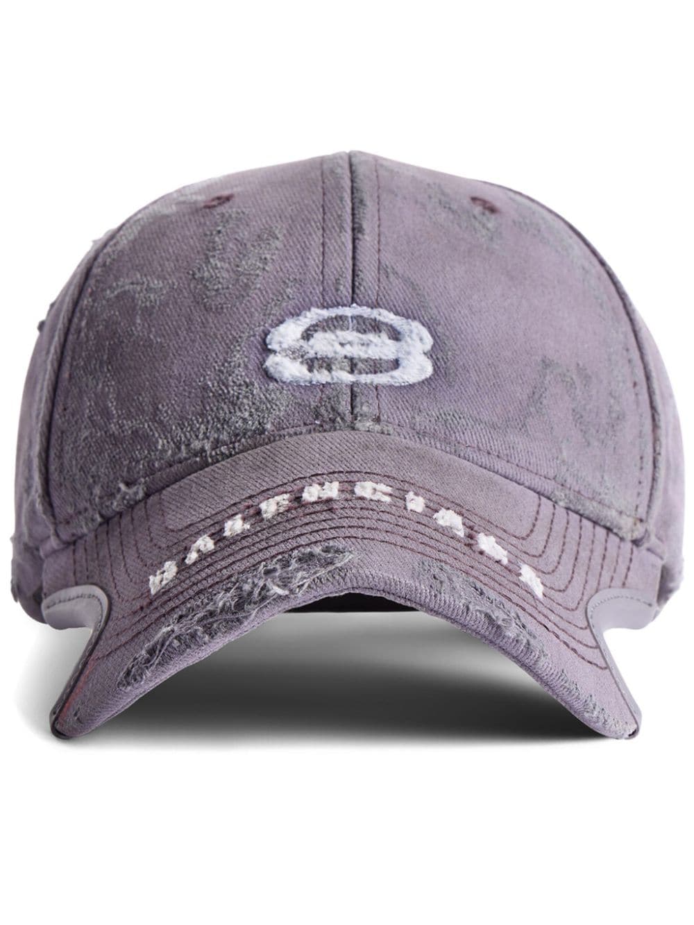 Shop Balenciaga Unity Sports Icon Distressed-effect Cap In Purple