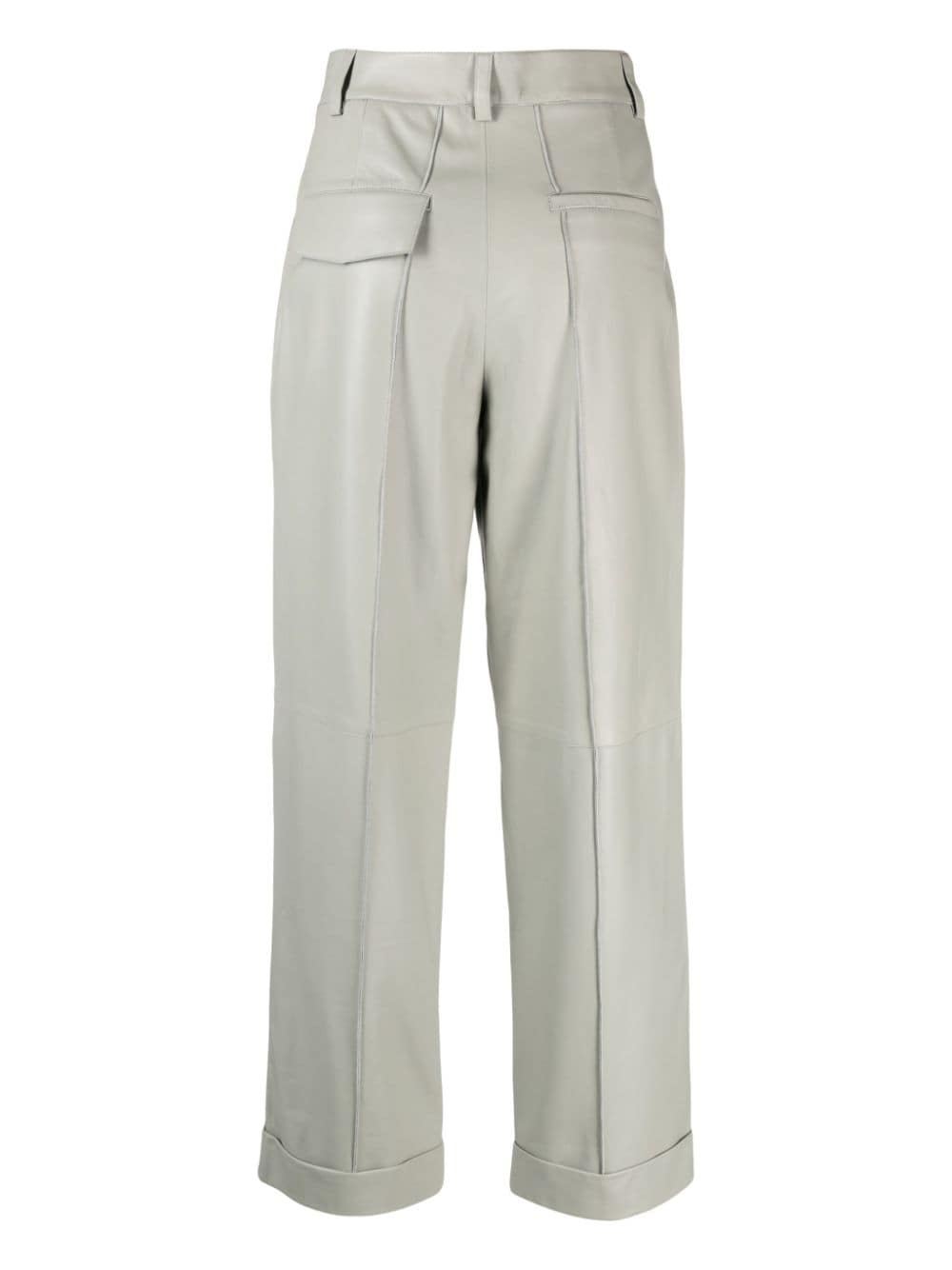 Shop Aeron Sculpted-button Leather Trousers In Grey
