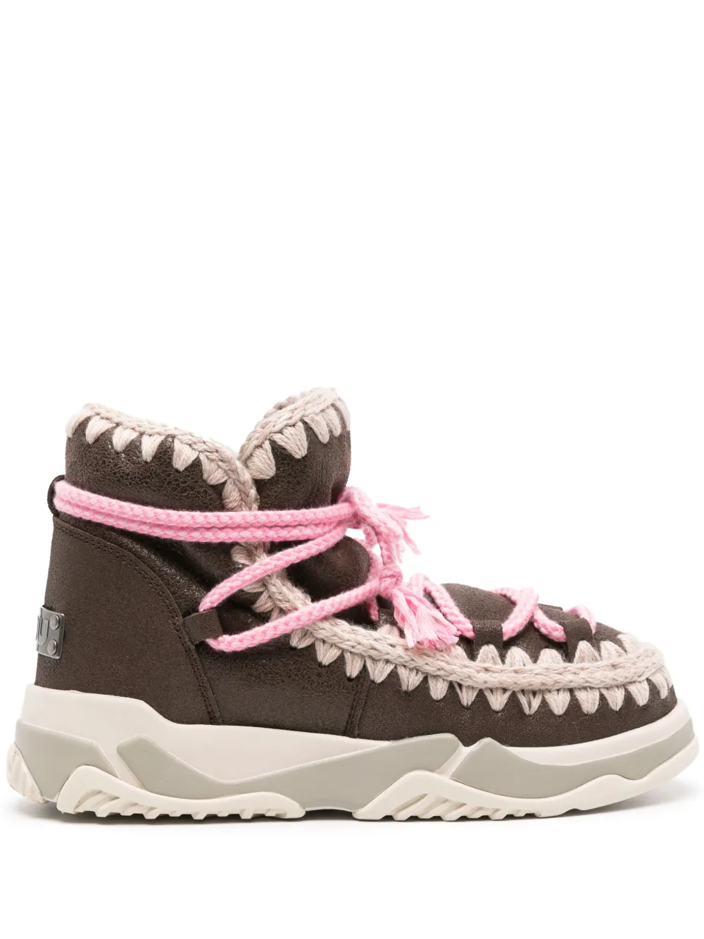 Mou Kids Scoubidou lace-up trainers Brown