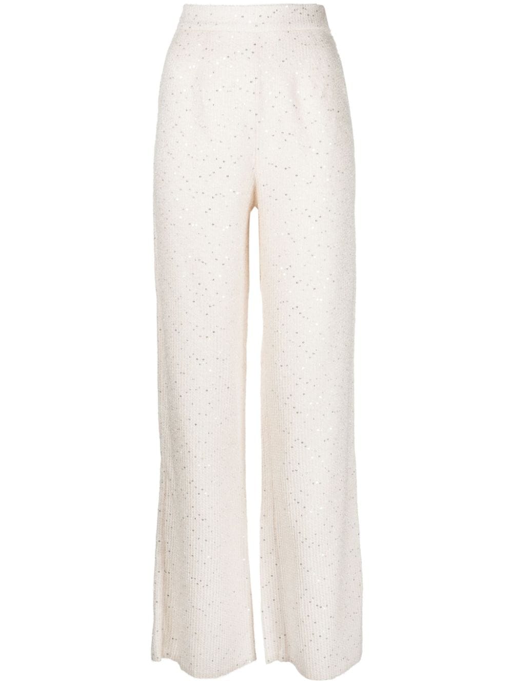 Saiid Kobeisy Sequin-embellished Tweed High-waisted Trousers In White