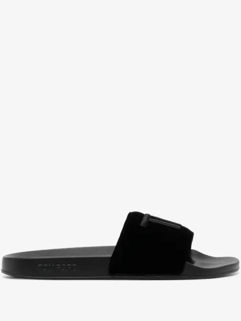 TOM FORD logo-embroidered velvet slides