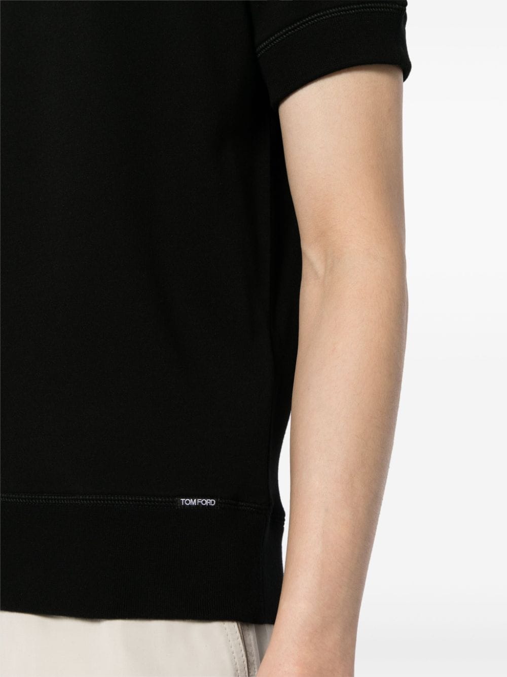 Shop Tom Ford Short-sleeve Cotton Sweatshirt In Black