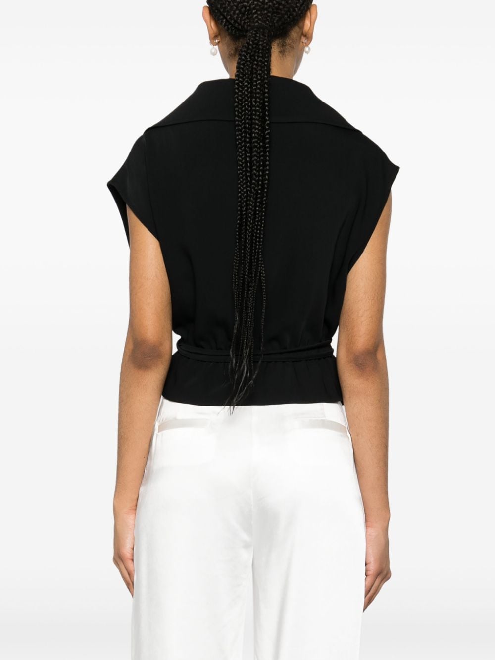 Shop P.a.r.o.s.h Cady Wrap Gilet In Black