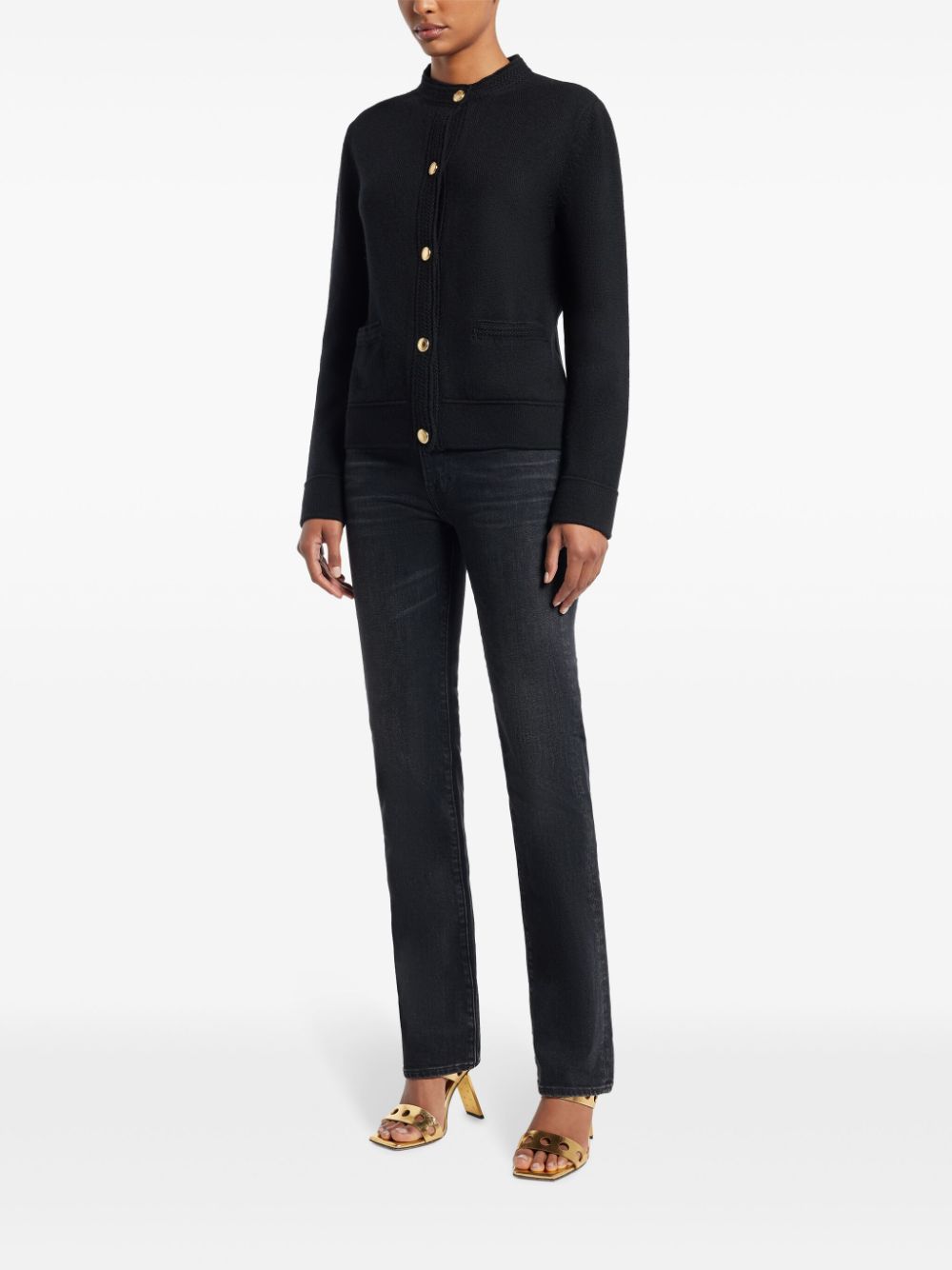 Shop Tom Ford Button-up Cashmere Cardigan In 黑色