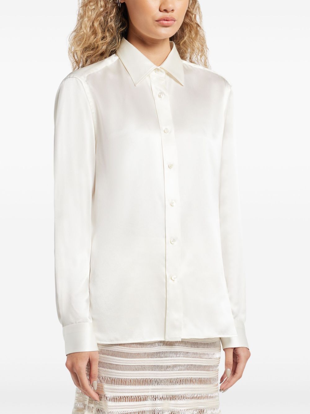 Shop Tom Ford Long-sleeve Silk Shirt In White