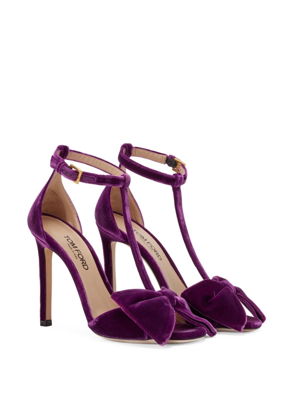Shop Tom Ford Brigitte 105mm Velvet-finish Sandals In Purple