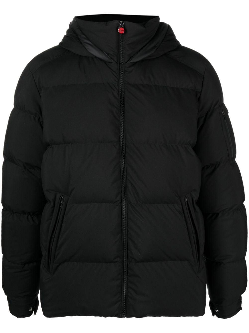 Shop Kiton Logo-patch Quilted Hooded Jacket In Black